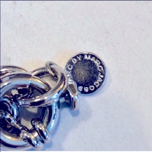 MARC BY MARC JACOBS-Orange & Silver Look Chunky Deco Heart Statement Necklace - Picture 6 of 7